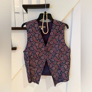 100% Silk Paisley Vest, Size Large
